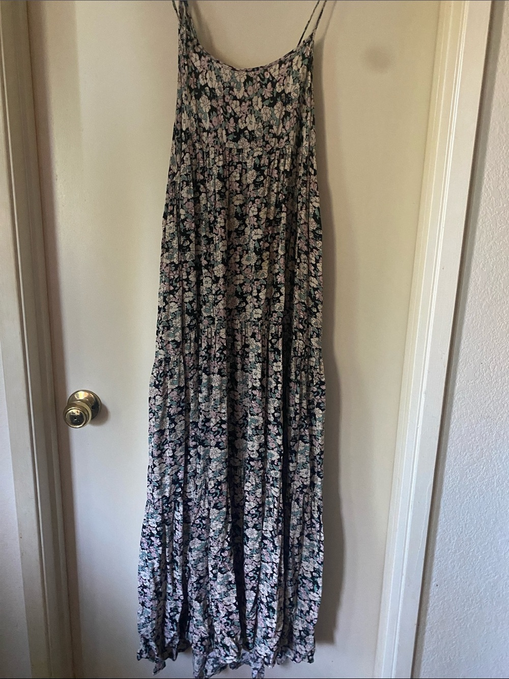 NATURAL LIFE Black Floral Maxi Dress with Pink Blooms